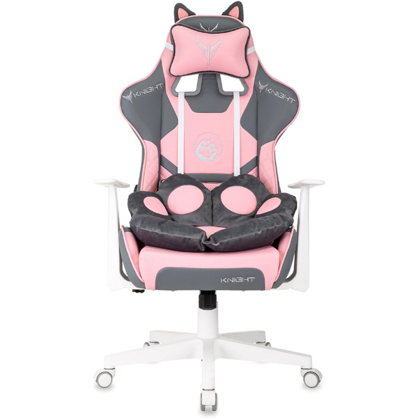 Кресло игровое Бюрократ Knight Catzy (экокожа, серый/розовый)