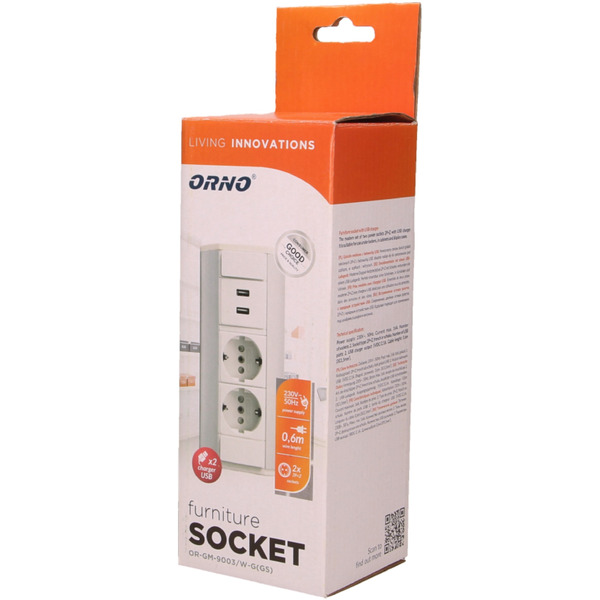 Блок розеточный Orno OR-GM-9003-W.AL 0,6 м
