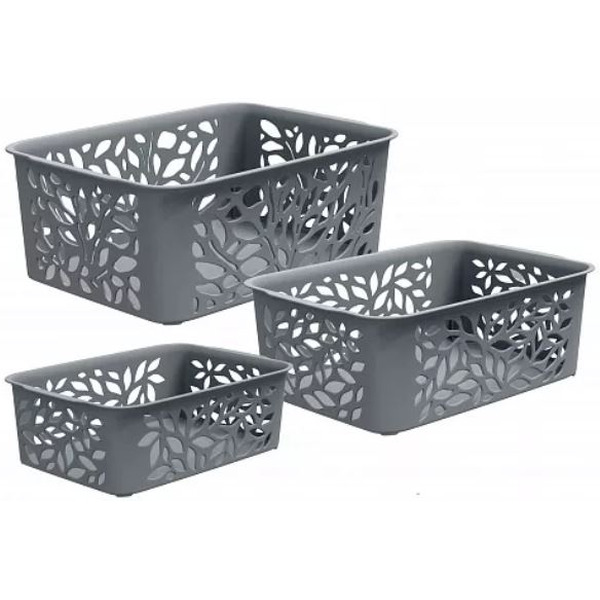 Набор корзин Полимербыт Leaves 4344804 (серый)