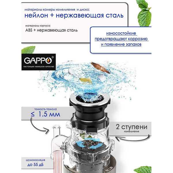 Измельчитель пищевых отходов Gappo MQC01