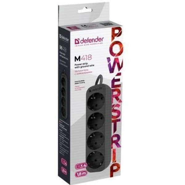 Удлинитель Defender M418 (99325) черный