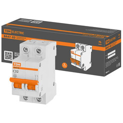 Выключатель автоматический TDM ВА 47-63 2Р 32А (C) 4.5кА SQ0218-0013