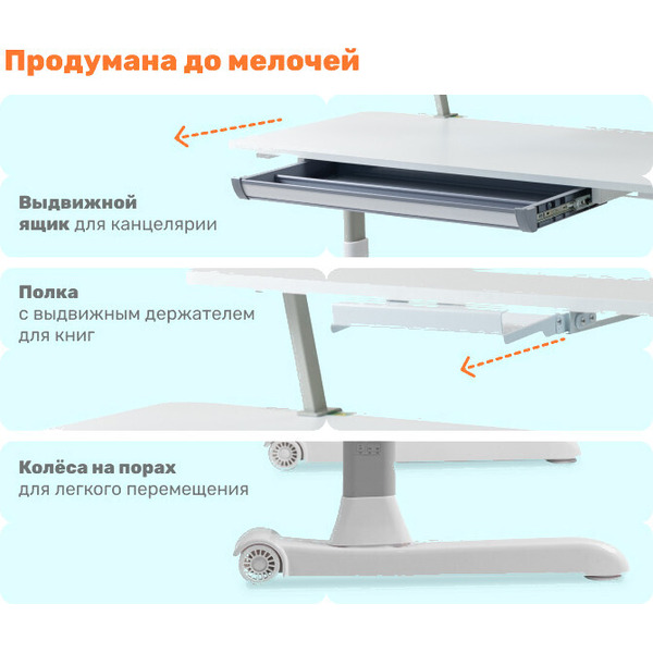 Стол регулируемый YOKA YT-11 Slame 120 (белый / серый)