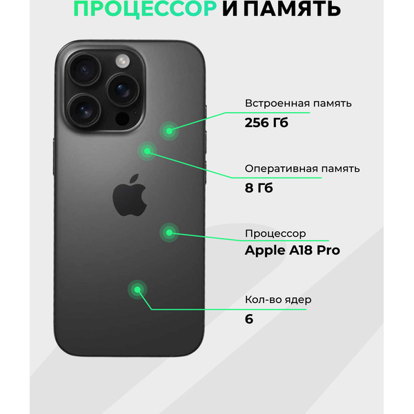 Смартфон Apple iPhone 16 Pro Max 256GB восстановленный ELNU Грейд A ELN3296A0991 (черный титан)