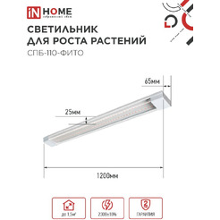 Светильник светодиодный IN HOME СПБ-110 STD-ФИТО красно-синий спектр (4690612057033)