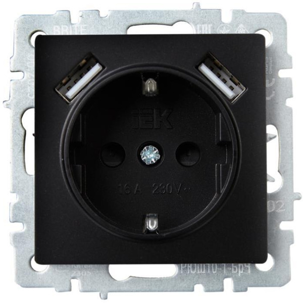 Розетка IEK BRITE BR-R14-16-U21-D21-K53