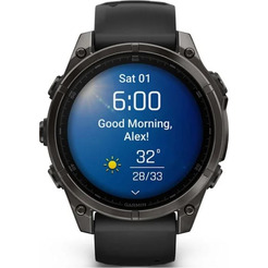 Умные часы Garmin Fenix 8 Sapphire, Titanium 47мм (угольно-черный DLC, пепельно-черный силиконовый ремешок)