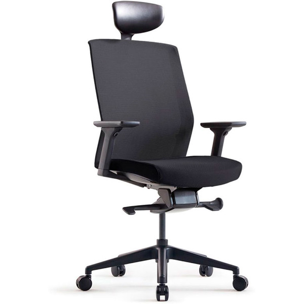 Кресло BESTUHL J1 (черная рама, спинка-сетка, сиденье-ткань, крест.-пластик, черный)