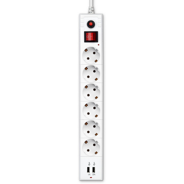 Сетевой фильтр Buro BU-SP5-USB-2A-W
