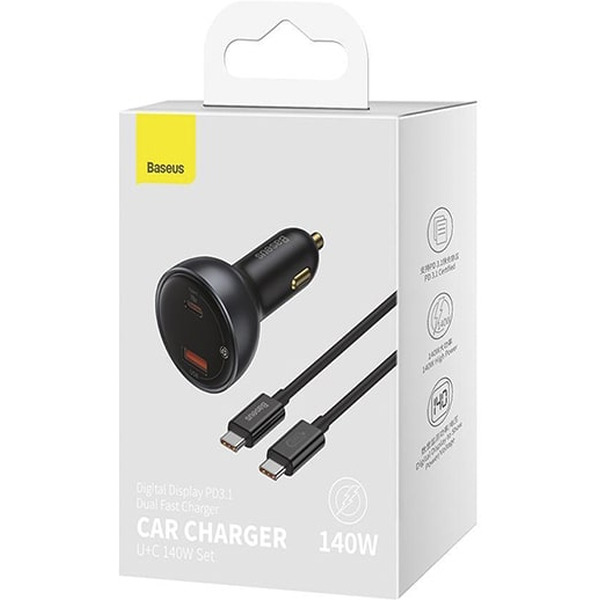 Автомобильное зарядное устройстао Baseus Digital Display PD3.1 Dual Fast Charger U+С 140W Set CGZX070001