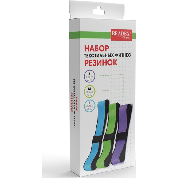 Набор текстильных фитнес резинок Bradex SF 0749 (размер S/M/L)