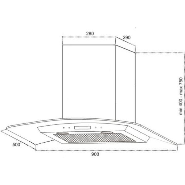 Вытяжка Germes Альт сенсор (90см, LED, нерж. сталь)