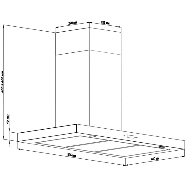 Воздухоочиститель для кухонь BACKER CH90E-TGL200 Inox Black Glass