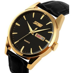 Наручные часы Skmei 9073 (черные с золотом, мужские)