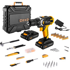 Дрель-шуруповерт Deko DKCD20FU-Li SET 195 (063-4135) с 2-мя АКБ, кейс, набор оснастки