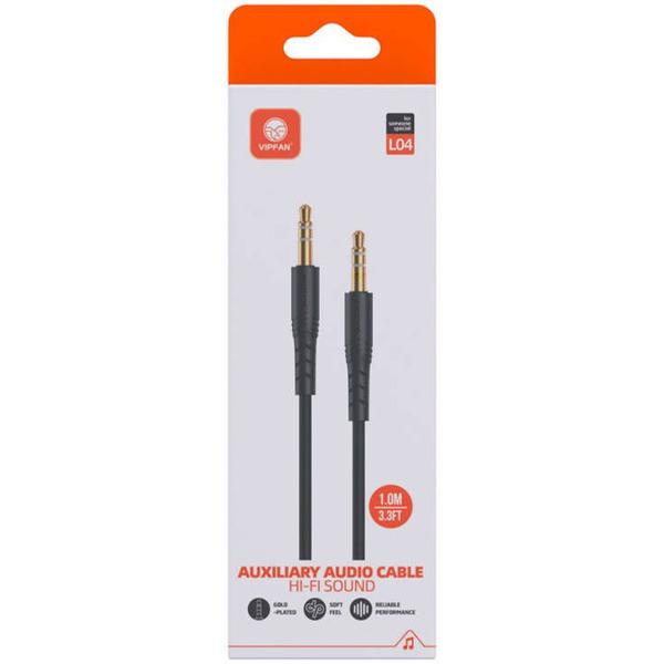 Кабель Vipfan L04 3.5 мм - 3.5 мм (1 м, черный)