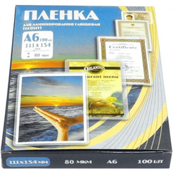 Пленка для ламинирования Office Kit глянцевая A6 80 мкм 100 шт PLP111*154/80