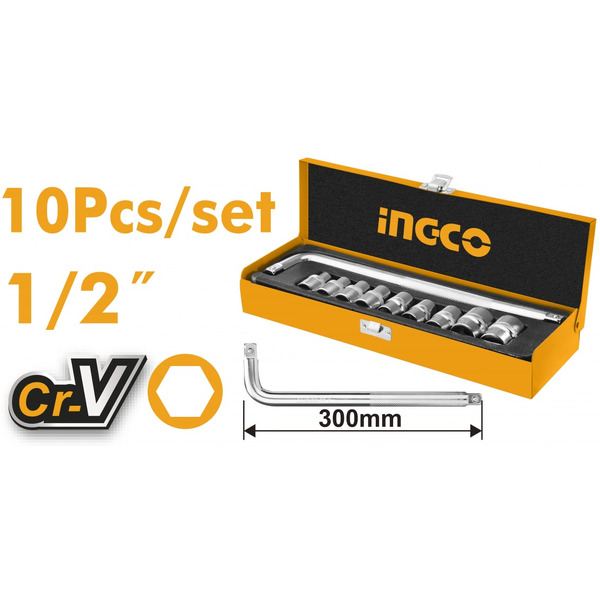 Набор торцевых головок с трещоткой INGCO HKTS12101 (10 шт)
