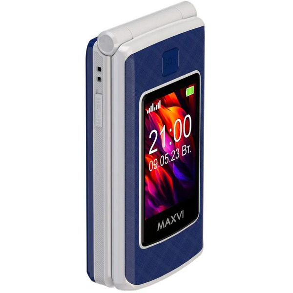 Кнопочный телефон Maxvi E28 + ЗУ WC-11 (синий)