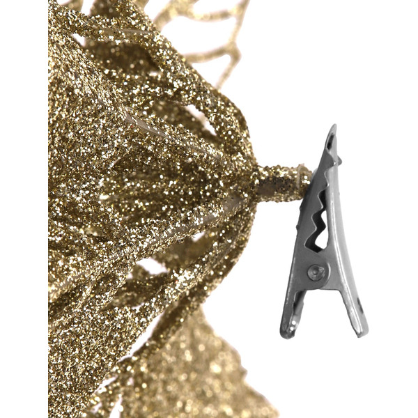 Украшение ёлочное ЗОЛОТАЯ СКАЗКА Цветок с клипсой 592603