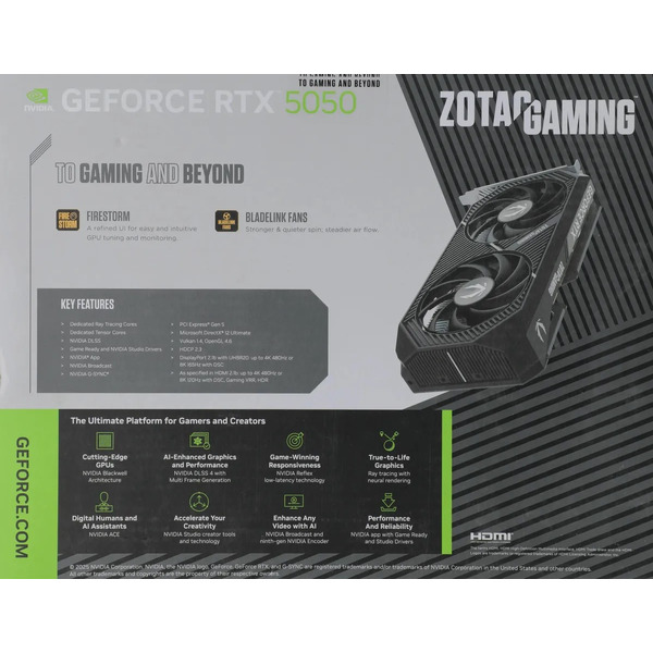 Видеокарта ZOTAC Gaming GeForce RTX 5050 Twin Edge OC ZT-B50500H-10M