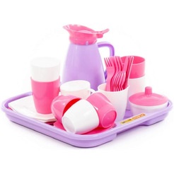 Набор детской посуды Полесье "Алиса" с подносом на 4 персоны (Pretty Pink) 40657