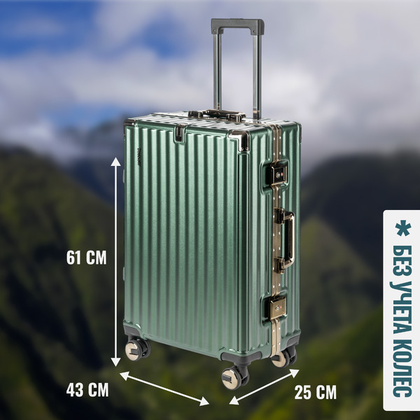 Чемодан DoubleW E087# (M, темно-зеленый)