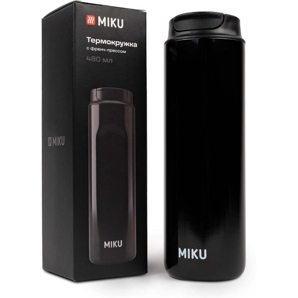 Термокружка с френч-прессом MIKU TH-MGFP-480B (черный)