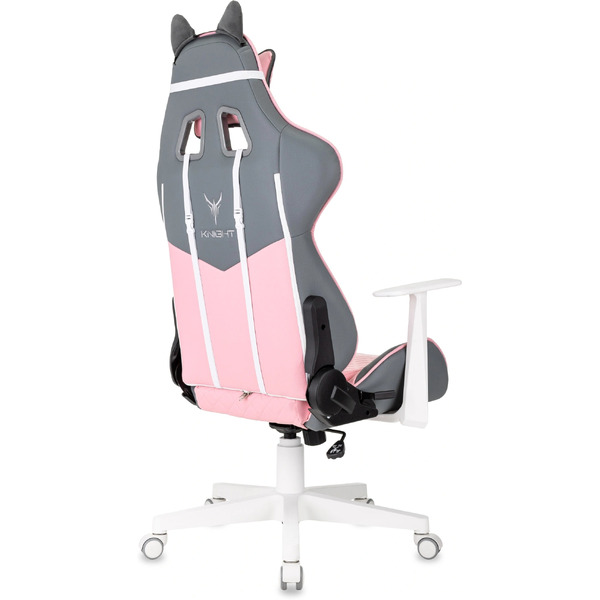 Кресло игровое Бюрократ Knight Catzy (экокожа, серый/розовый)