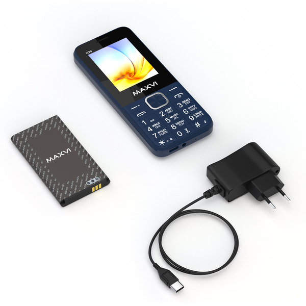 Мобильный телефон Maxvi K29 + ЗУ WC-112 (синий)