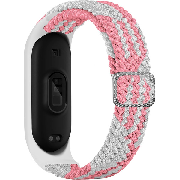 Ремешок Bingo Braided для Xiaomi Mi Band 3/4/5/6 Розовый с белым