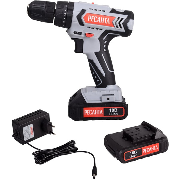 Дрель-шуруповерт Ресанта ДА-18-2ЛК-У (75/14/6) (с 2-мя АКБ, кейс)