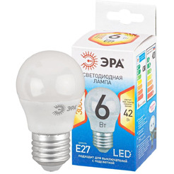 Лампа светодиодная ЭРА QX LED-6 Вт-P45-2700K-E27 (арт.P45-7W-827-E27) 10/100