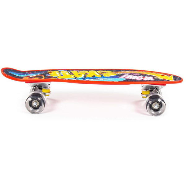 Доска роликовая Полесье 89595 (56 см) красная с наклейкой и чёрными колёсами